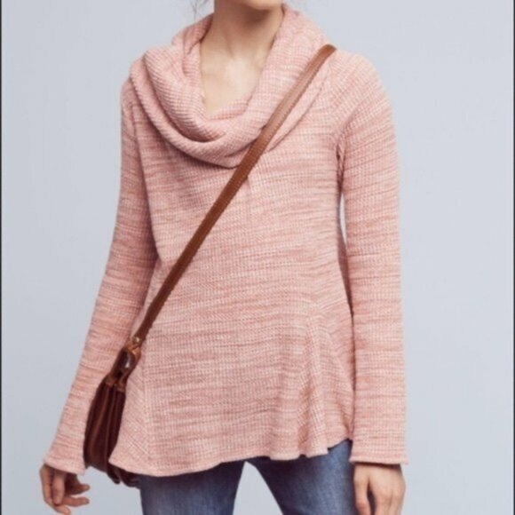 Anthropologie Postmark Sweater Size Small Pink "Maurisa" Cowl Neck Long Sleeves - Picture 3 of 11